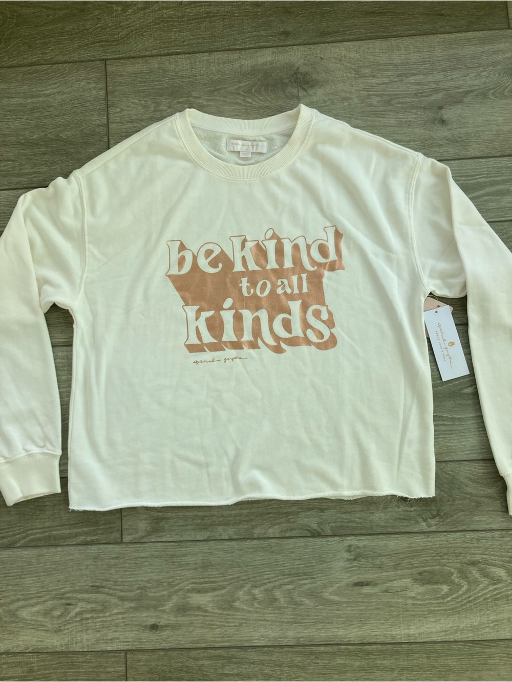 Spiritual Gangster Cream Crewneck Sweatshirt with Tan Graphic